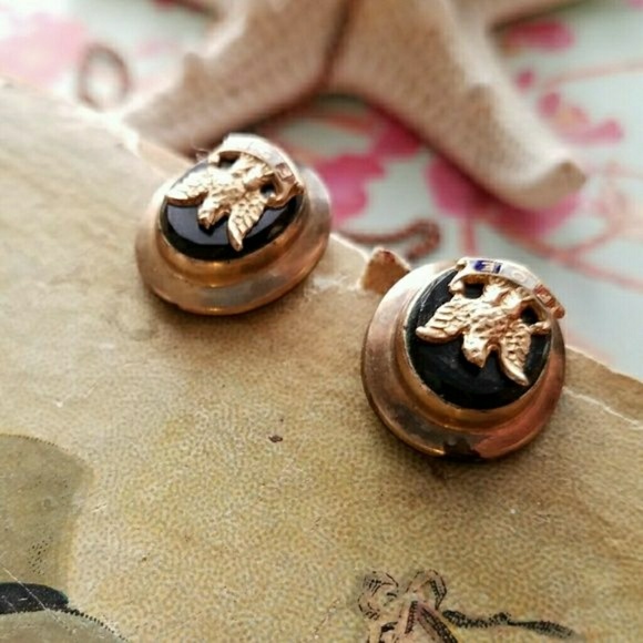 Vintage Fraternal Order of Eagles FOE earrings vintage screwback as is gold fill - Picture 4 of 7